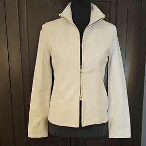 Women's White Italian Leather Jacket